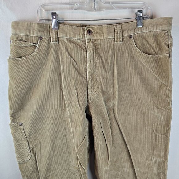 LL Bean Pants Mens 40x30 Beige Tan Corduroy Carpenter Autmncore Fallcore Stretch - Picture 2 of 11